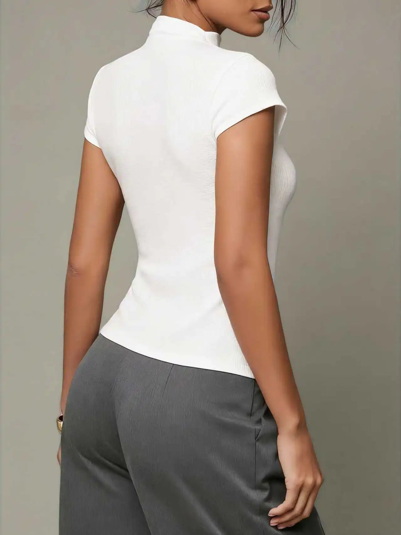 Ribbed Mock-Neck Cardigan