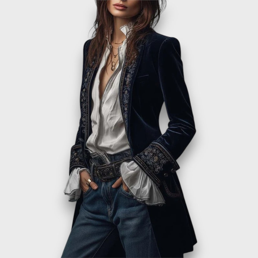 Karielle – Embroidered Velvet Tailored Jacket