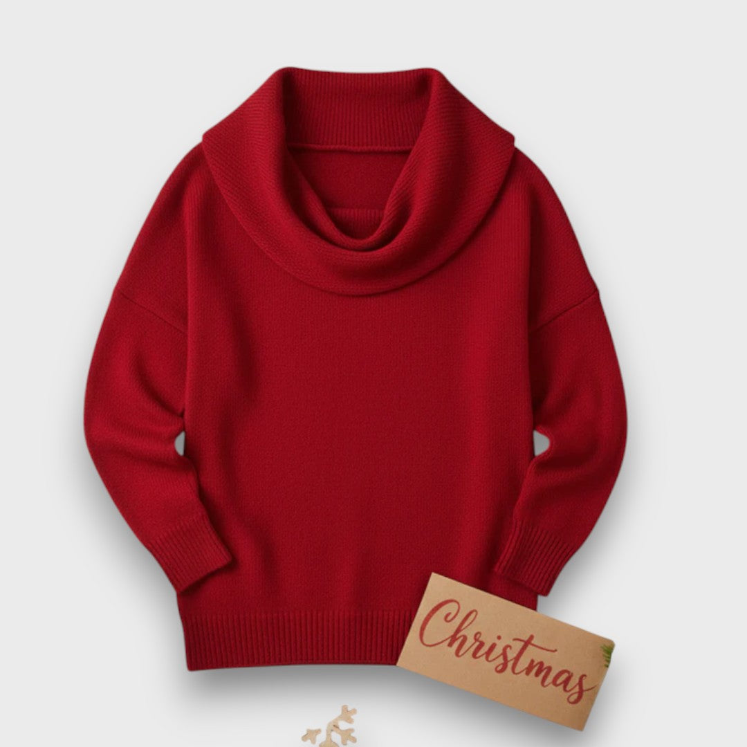 Meliora – Soft Drape-Collar Knit Sweater