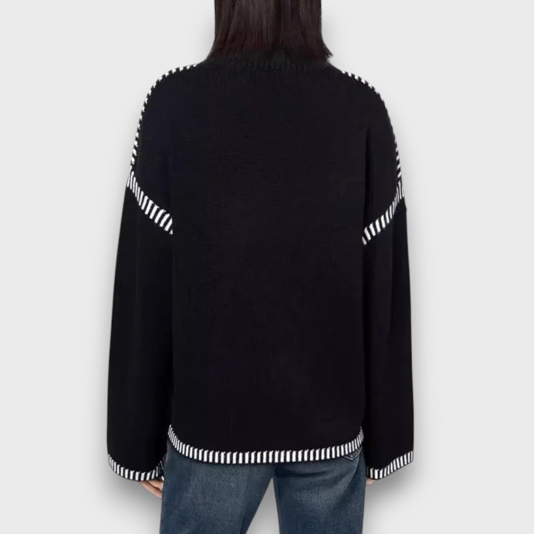 Corvella – Striped Trim Sweater