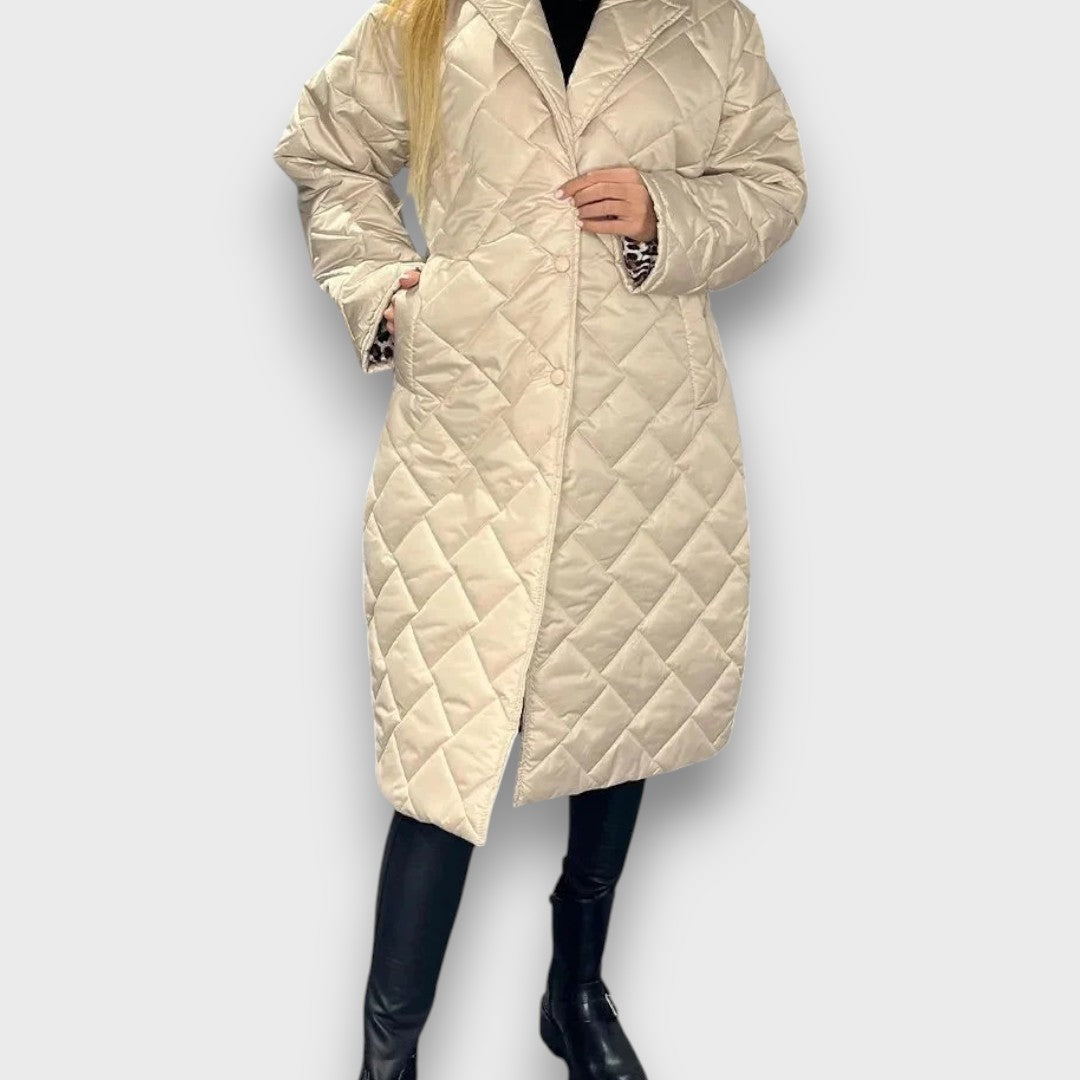 Verina – Quilted coat with leopard lining