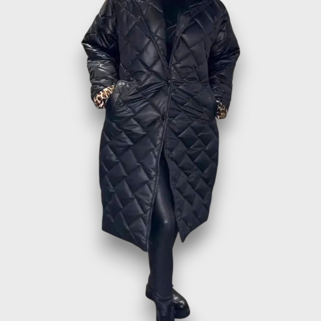 Verina – Quilted coat with leopard lining