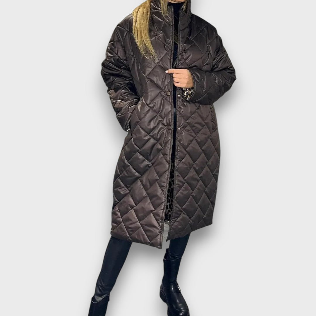 Verina – Quilted coat with leopard lining