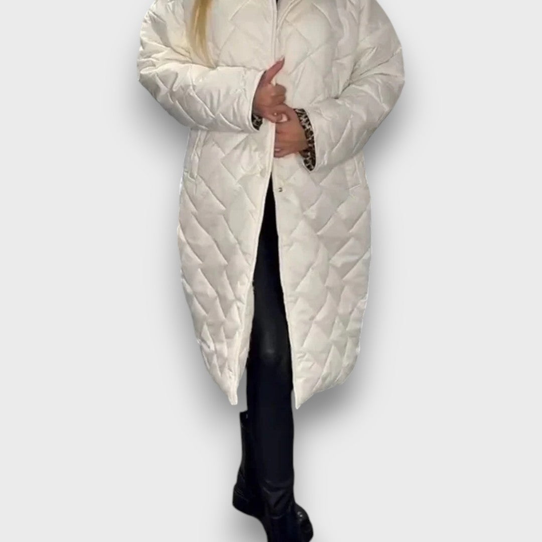 Verina – Quilted coat with leopard lining