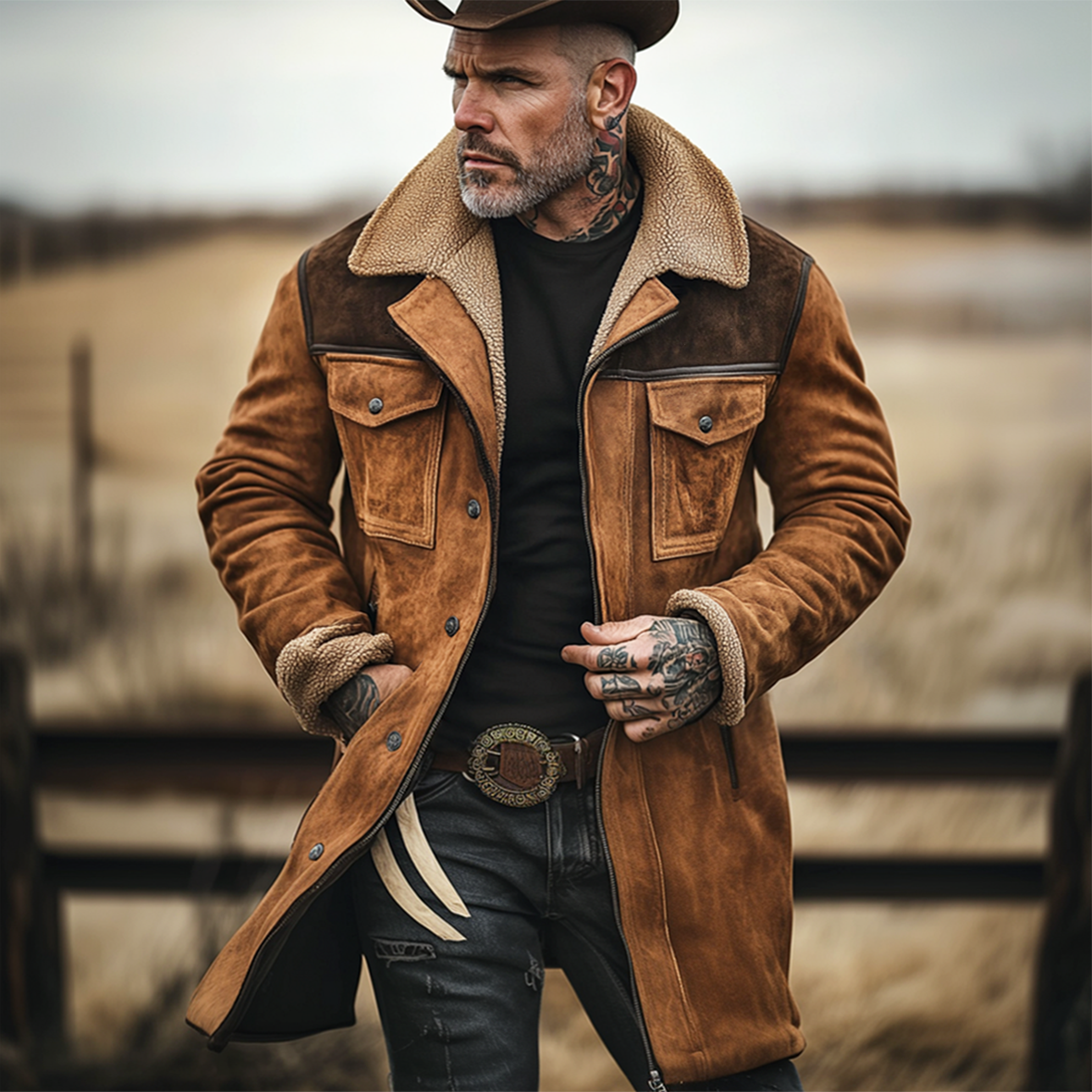 Colton | Western Shearling Long Coat