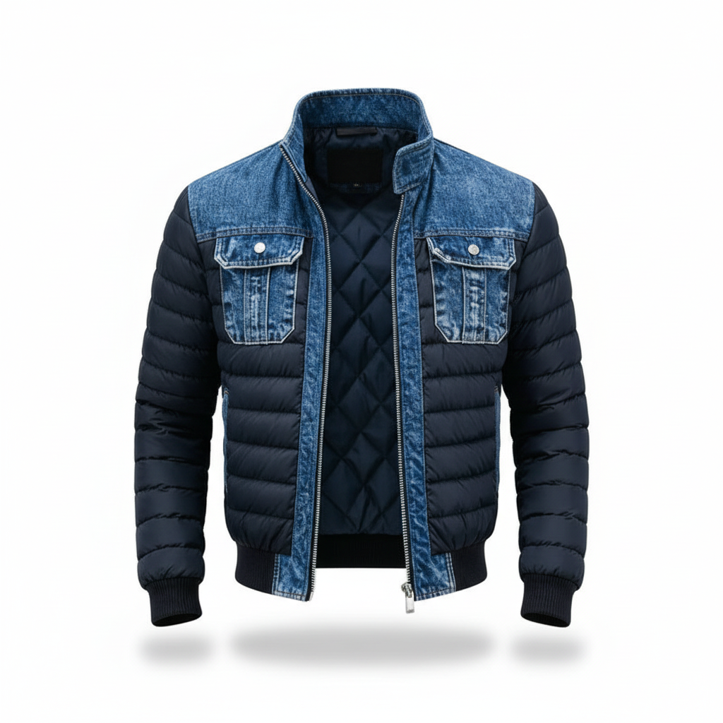 Grayson | Denim Panel Puffer Jacket