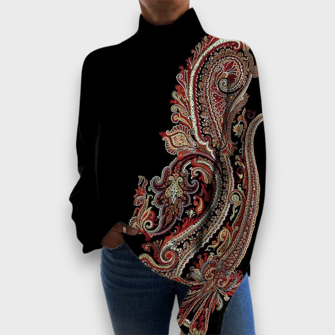 Norisse – High-neck sweater with ornate detailing