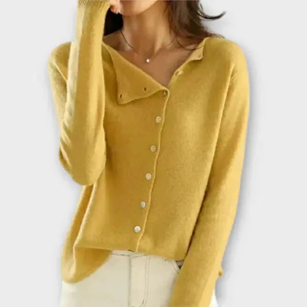 Paige – Soft Cardigan with Asymmetrical Button Placket