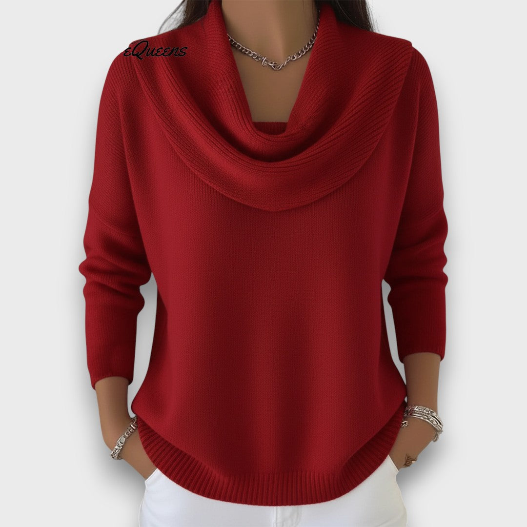 Meliora – Soft Drape-Collar Knit Sweater