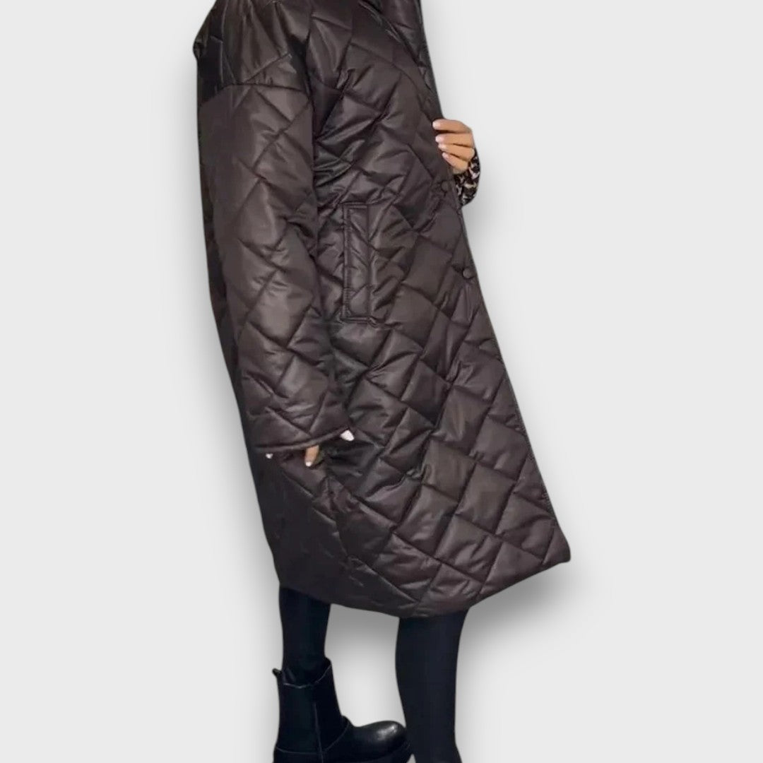 Verina – Quilted coat with leopard lining