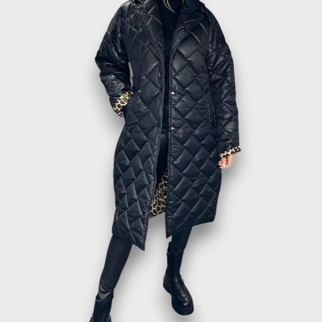 Verina – Quilted coat with leopard lining
